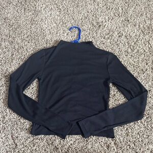 Old Navy Black Long Sleeve Ribbed Boat Neck Turtleneck Top